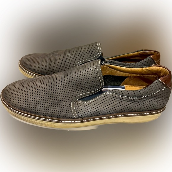 JOHNSTON & MURPHY McGuffey Slip-On Gray/Blue Perfed Nubuck size 10.5 - Picture 2 of 6